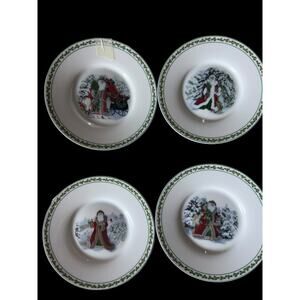 Set of 4 National Wildlife Christmas Santa Clause Mr. Kringle 8” bowl set
